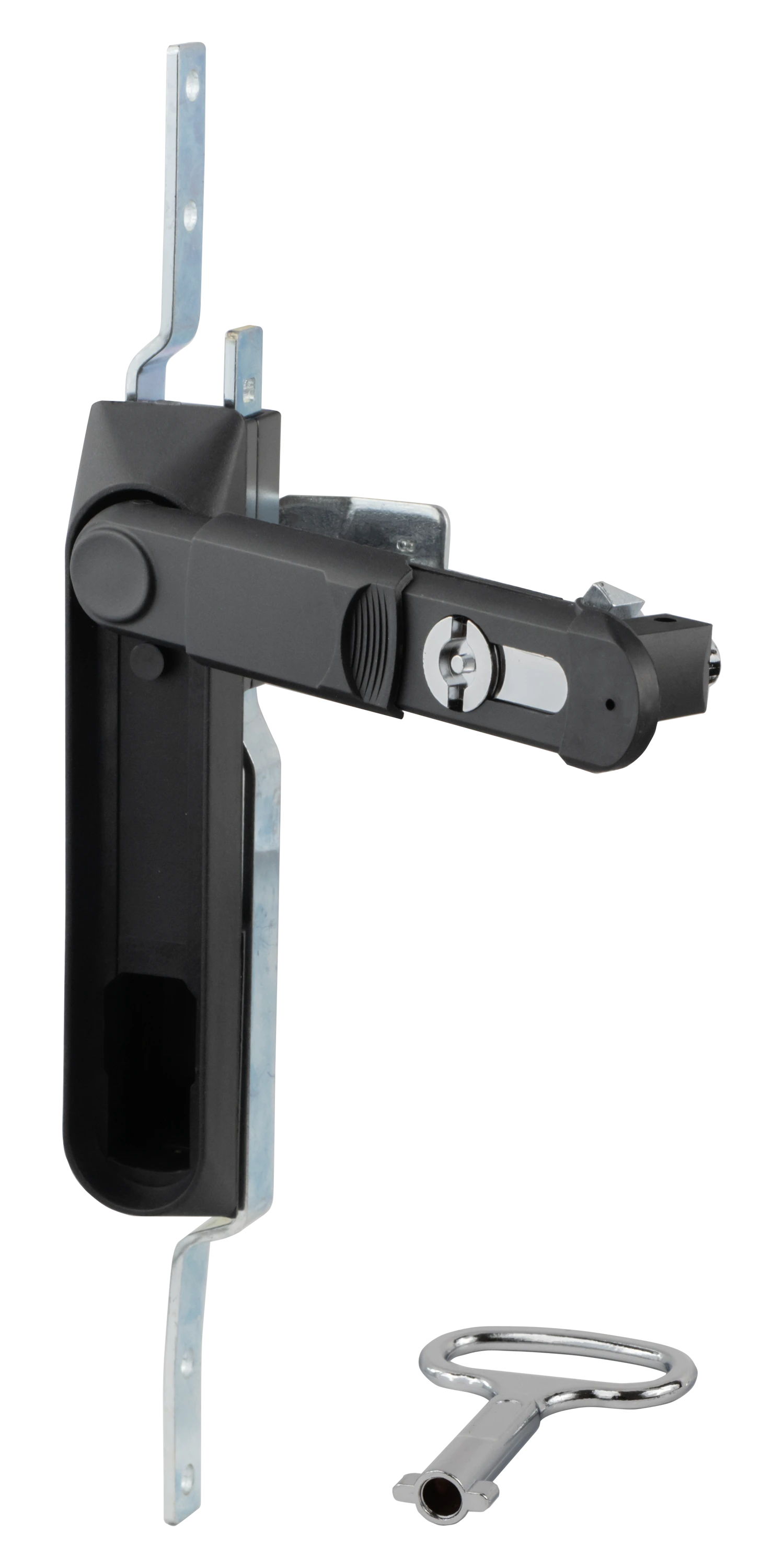 Замок-ручка MS-1848-3KA/P (ригель изогнутый /+8 мм/, ключ бабочка) — артикул 0986 KA/P — Фото Замок мебельный MS-1848-3KA/P (ригель изогнутый /+8 мм/, ключ бабочка) — Фото 1