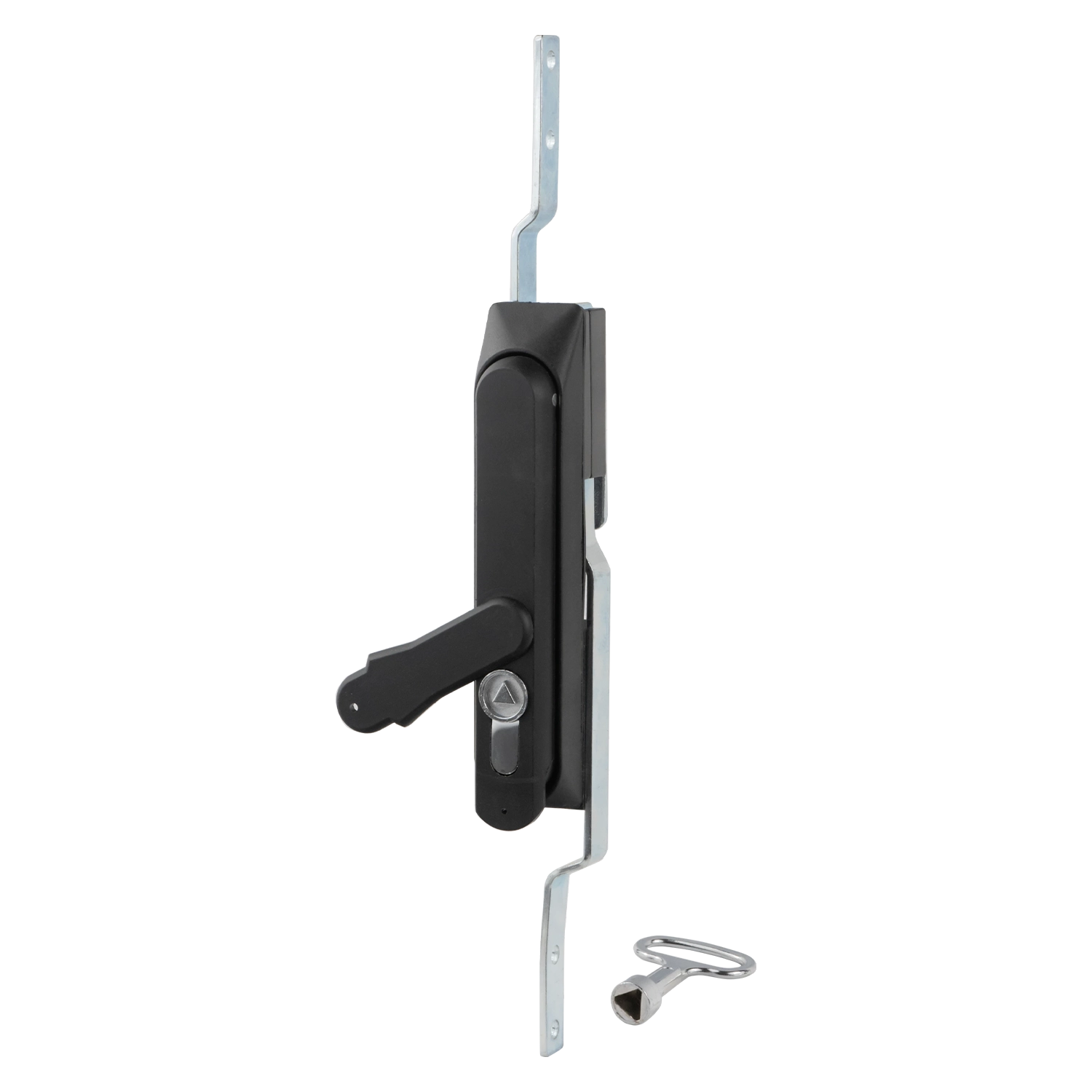 Замок-ручка MS-1925-3KA/P (ригель изогнутый /+8 мм/, треугольный ключ) — артикул 0943 KA/P — Фото Замок мебельный MS-1925-3KA/P (ригель изогнутый /+8 мм/, треугольный ключ) — Фото 1