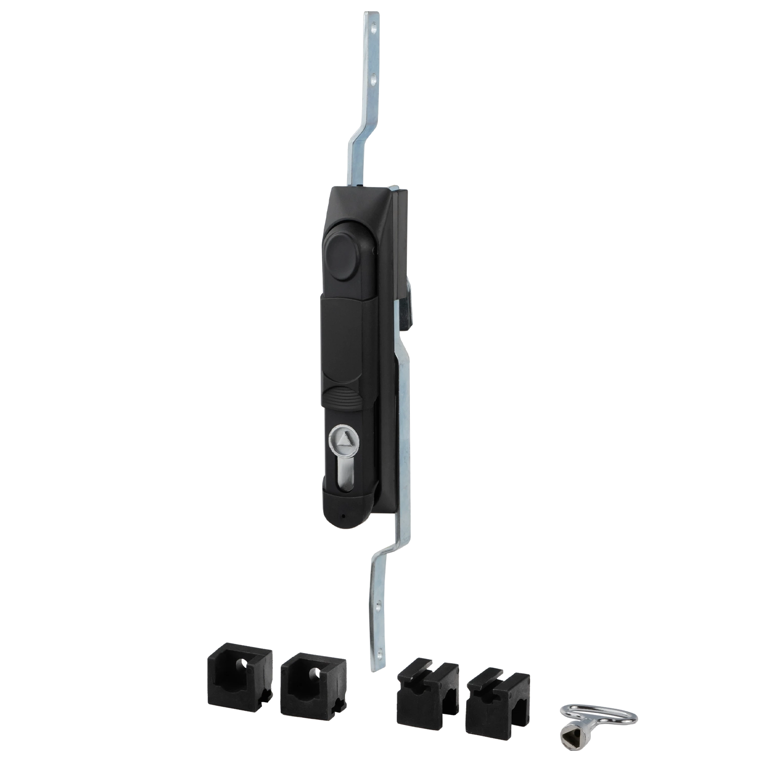 Замок-ручка MS-1848-3KA/P (ригель изогнутый /+8 мм/, треугольный ключ) — артикул 0993 KA/P — Фото Замок мебельный MS-1848-3KA/P (ригель изогнутый /+8 мм/, треугольный ключ) — Фото 1