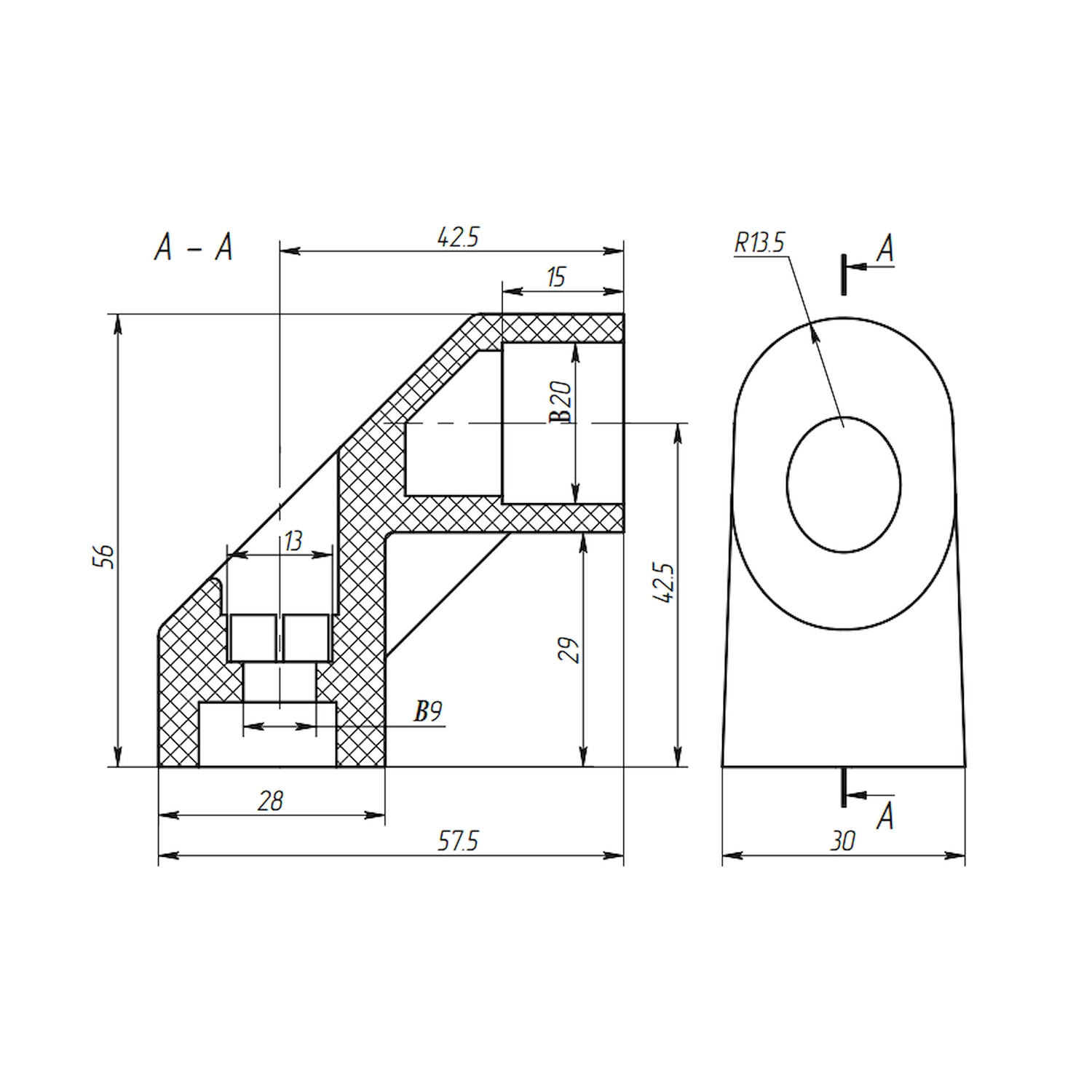 Крепление ручки серии 706 — артикул ZT706.KP PF — Чертёж 1